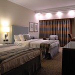 View of the room...two king-size beds for one guy